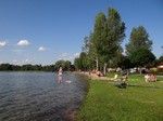 Pszczew. Było tu jezioro z ładną plażą i bardzo czystą, ciepłą wodą.