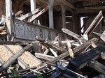 Sieraków, zruinowany szachulcowy zbór ewangelicki.