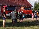 Sarnaki. Iga z Włoszakowic zajęła II miejsce w strącaniu pachołków strumieniem wody z sikawki.
