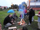 Rossoszyca. W kocu zapono ognisko.