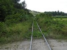 Doszliśmy do torów Świętokrzyskiej Kolejki Dojazdowej, obecnie kolejki wąskotorowej Expres Ponidzie.