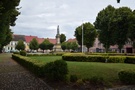 Mieszkowice. Rynek z pomnikiem Mieszka I.